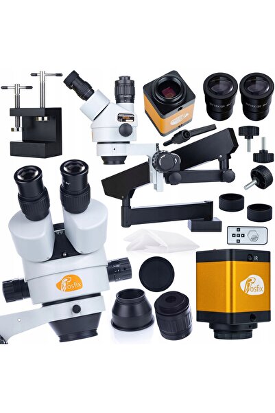 Rosfix Microscop Trinocular Neptune Pro Set | Zoom 7–45x + Cameră 12MP HDMI
