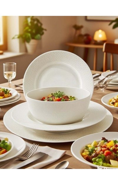 Trust 24-Piece Porcelain Dinner Set White