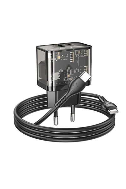 Hoco Încărcător USB Type-C QC3.0 20W + Cablu Type-C 1m Dazzling (N34) Negru T...