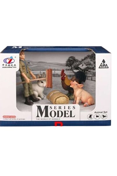Toy Set figurine jucărie pentru copii - fermier și animale domestice colorate, multicolor, 17x12x9 cm