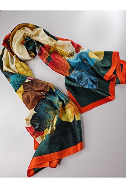 sem oyuncak Vual Silk Shawl Luxury Green Background Floral Pattern 90X180