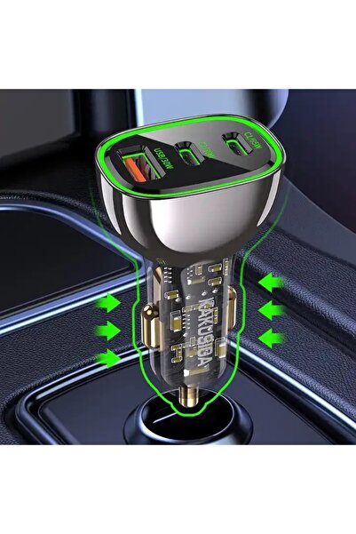 KAKUSİGA Incarcator Priza Auto KSC-1056, 3xUSB PD 125W Quick Charge, Negru