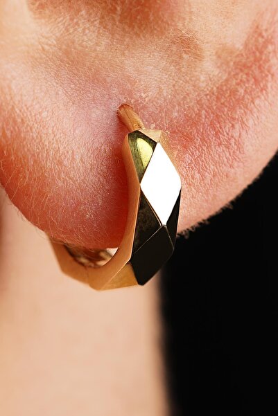 Fiyonk Kuyumculuk 14 Ayar Altın Asimetrik Kesim Halka Küpe Erkek