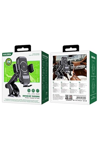 KAKU Suport Auto (KSC-1183), Wireless cu incarcare Wireless, 15W, fixare dubl...