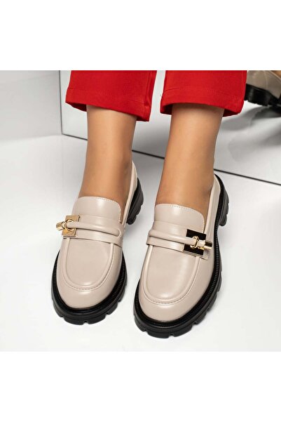 Modlet.ro Γυναικεία μπεζ casual παπούτσια με μεταλλικές λεπτομέρειες MOD13369