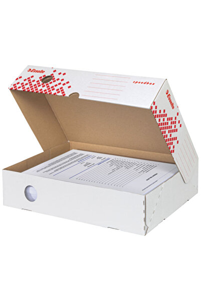 Esselte Recycled and cardboard filing box 80mm white Speedbox