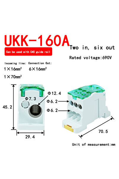 Choice11 صندوق توزيع أحادي القطب UKK-160A-green UKK80A تيار كبير طرف توصيل خط...