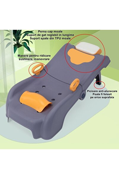 Flippy Foldable Hair-Washing Support for Children 0-16 yrs, Non-Slip Feet, Polypropylene, Navy