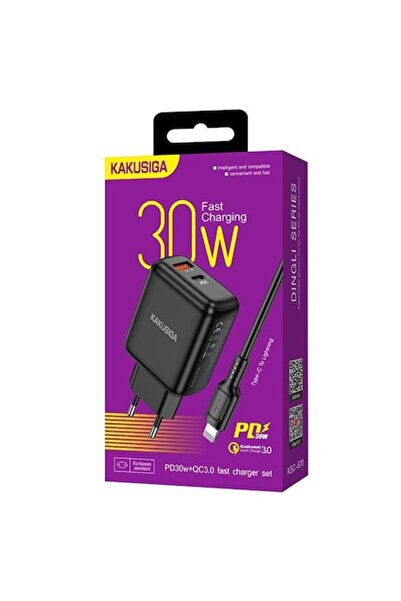 KAKU Network Charger (KSC-670) + Lightning Cable, 30W, 1xUSB-C, 1xUSB-A, PD, ...