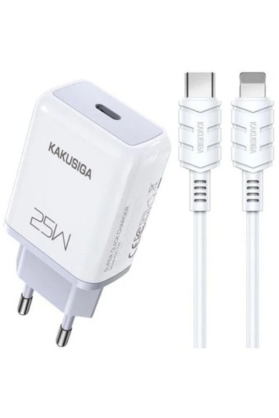 KAKU Incarcator retea 25W PD, Fast charge Kakusiga, TypeC to Lightning, Alb