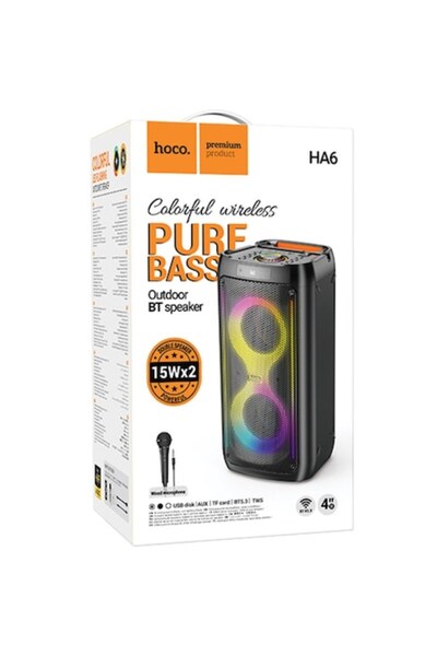 Hoco Boxă de exterior (HA6), portabilă, karaoke, wireless, 4500mAh, BT 5.3, iluminare RGB