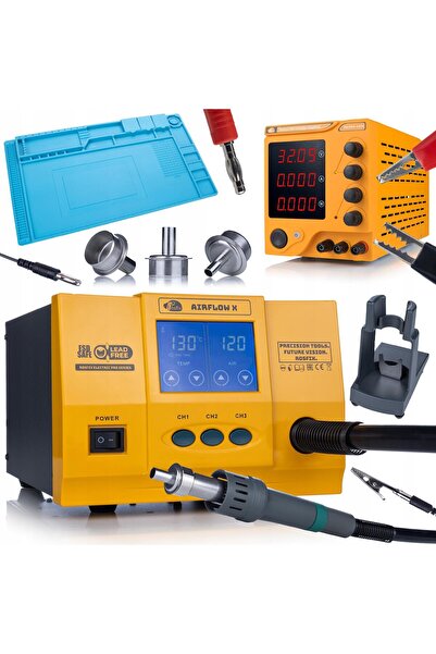 Rosfix Set Stație Hot Air 1300W + Alimentator 32V 5A + Mat 45x30cm | LCD Touch