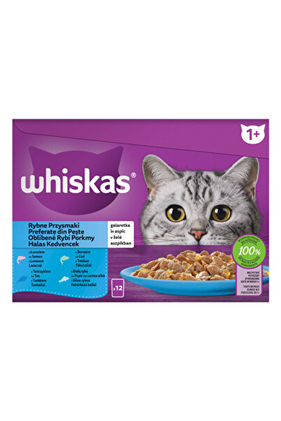 Whiskas Wet Cat Food, Adult, Fish Favorites in Aspic, 12x85 g