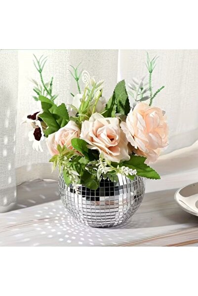 N&M STORE Αυτοκόλλητο Πάνελ Διακόσμησης Καθρέφτη Τετράγωνο Ασημί Γυάλινο Μωσαϊκό Πλακάκια 30x30 εκ.