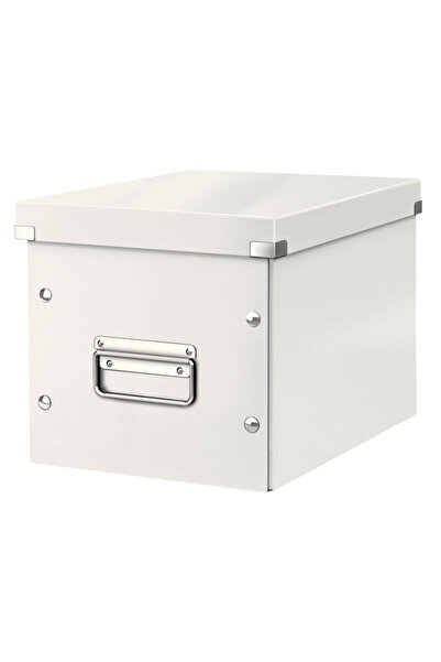 Leitz WOW Click & Store storage box, laminated, foldable, with lid and handle, 26x24x26 cm, white