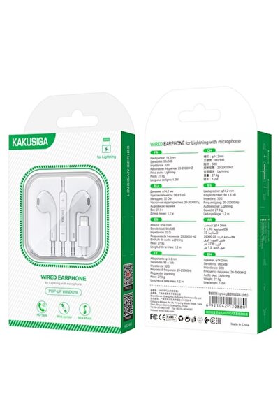 KAKU Wired Earphones (KSC-846), In Ear, Lightning, 1.2m, BT PopUp Connect, White