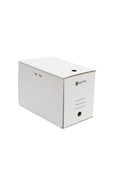 XPRİME Set of 10 cardboard filing boxes 345 x 240 x 200mm white