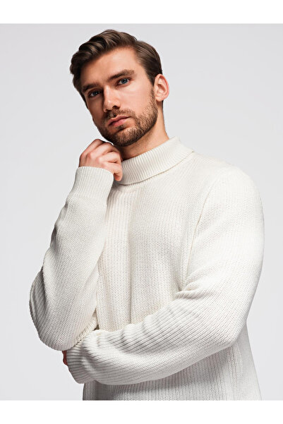 OMBRE Klassischer Herren Rollkragenpullover aus Baumwolle - weiß V3 OM-SWTN-0162 XL