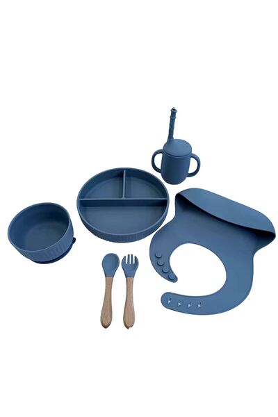 Denn Store Set hranire din silicon pentru copii – 6 piese, din silicon BPA fr...