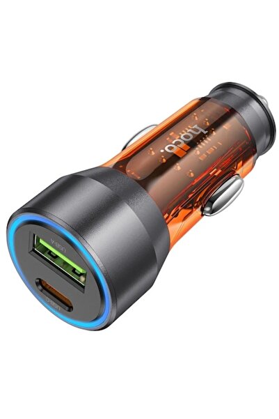 HOCO Premium Product Incarcator Auto HOCO NZ12A, 43W, 3A, 1 x USB-A - 1 x USB-C, Portocaliu