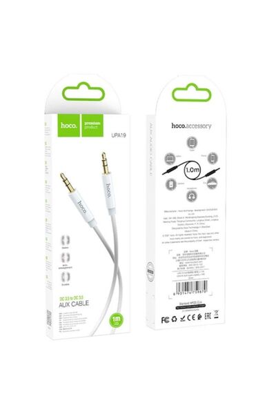 Hoco Cablu audio UPA19, Jack 3.5mm (M) la Jack 3.5mm (M), 1m, Argintiu