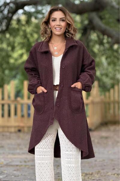 Nevin Kaya Moda Brown Frak Model Bukle Coat
