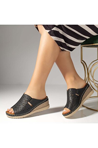 Modlet.ro Women's black platform slides MOD11514