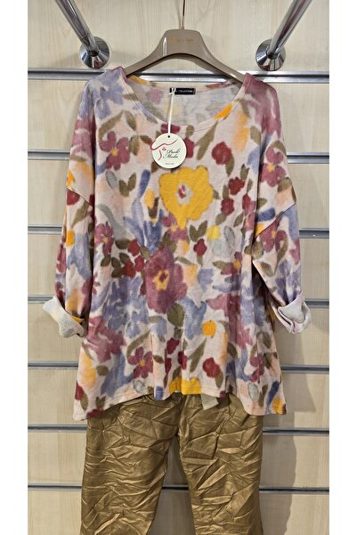 Park Moda Pulover din lână italiană cu model floral batik