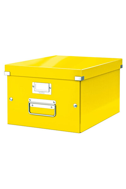 Leitz WOW Click & Store storage box, laminated, foldable, with lid and handle, 28x20x37 cm, yellow