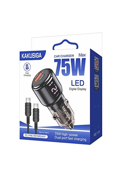 KAKU Încărcător auto (KSC-1174) + cablu USB-C, 75W, 1xUSB-C, 1xUSB-A, PD, QC ...