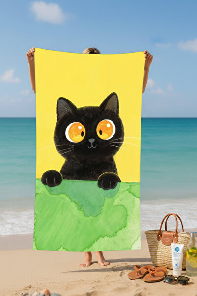 BETHA منشفة شاطئ قطنية مطبوعة من شاشكين كيد – تصميم منقوش – 75x150 سم