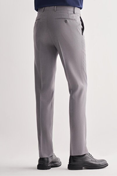 İmza Gri Yan Cep Açık Paça Kendinden Desenli Slim Fit Esnek Pantolon 1003255151
