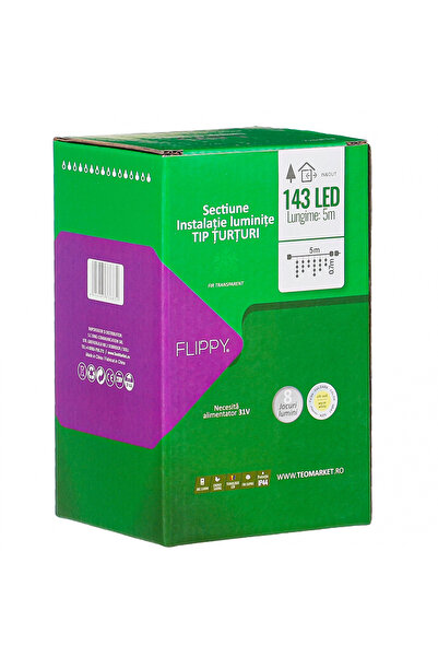 Flippy Componentă de instalare de Crăciun tip franjură, 8 efecte luminoase, s...