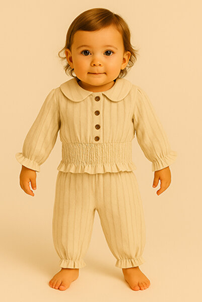 PİETRA BABY KİDS 100% Cotton Muslin Fabric Baby and Child Girl Double Set wit...