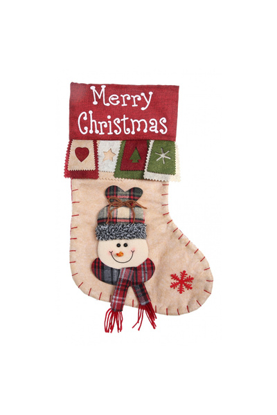 Toolsy Gift stocking, Flippy, with snowman pattern, cream, size 20x40 cm, textile, interior