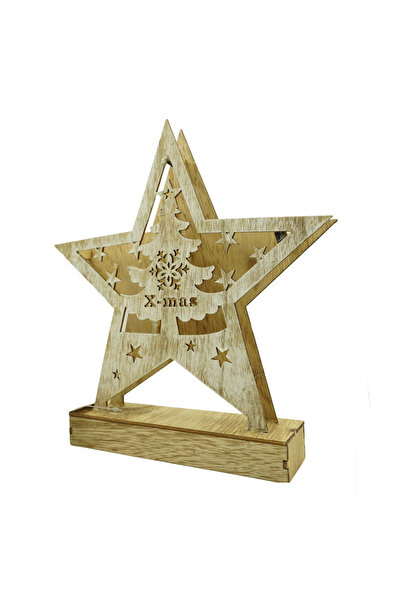 Toolsy Decorațiune luminoasă, model cu stea de brad de Crăciun și inscripție ...