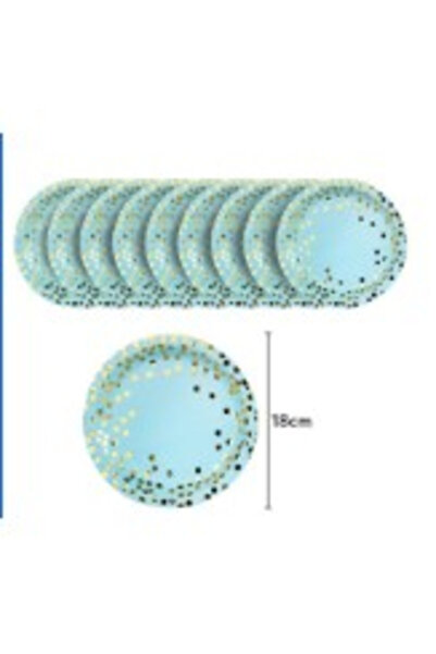 Flippy Set 10 farfurii, diametru 18 cm, albastru/auriu