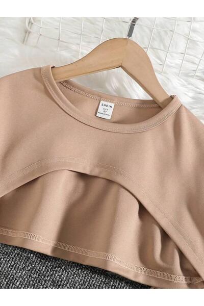 Machetta Children's Heart Printed Sweatshirt Strap Crop Tracksuit Set