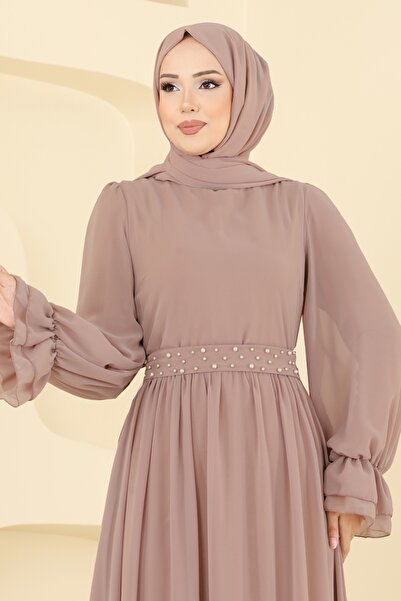 ModaMerve Kemeri İnci Detaylı Abiye 5706EDF311-MS Vizyon