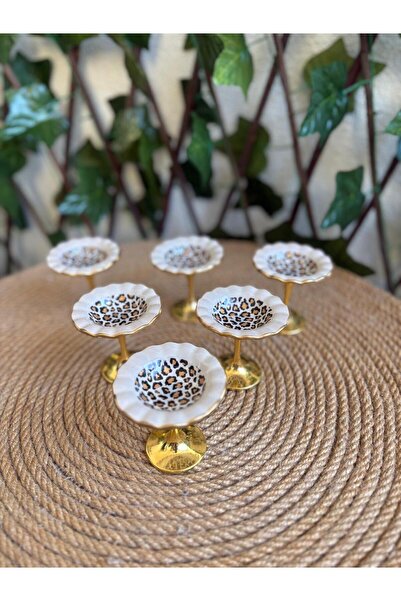 GÜRCÜGLASS وعاء حلويات بنقشة الفهد بقطر 7 سم.