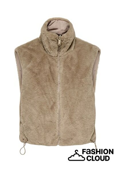 ONLY Жіночий кавовий жилет з штучним хутром Rev.waistcoat Otw Cc 15348986-Silvermin