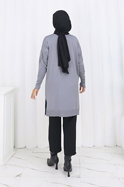 benguen Μακριά ζακέτα με σχέδιο N3193 Γκρι