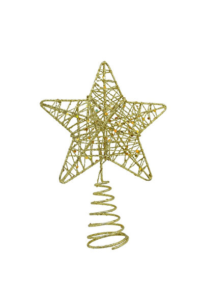 Toolsy Coroană decorativă pentru brad, aurie, în formă de stea, model cu paie...
