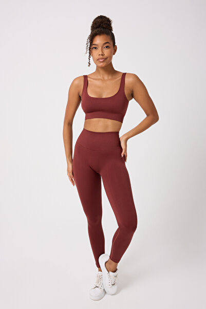 Wooster Kadın Push Up Toparlayıcı Yüksek Bel Dikişsiz Kahve Spor Tayt