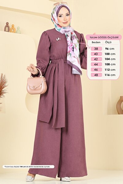 ModaMerve Beli Bağlamalı Sofia Tulum 2689SL432-MS Koyu Lila