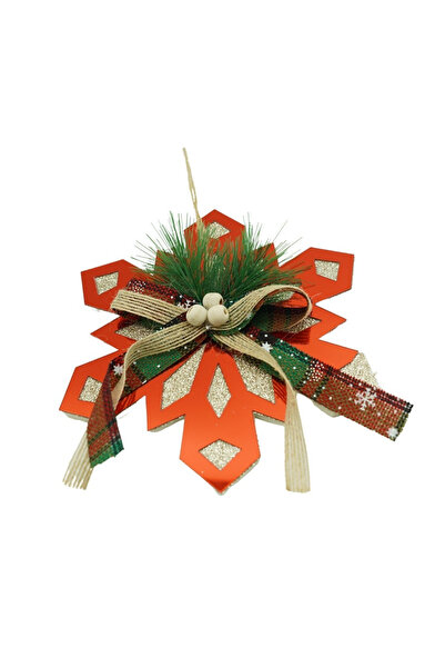 Toolsy Ornament de Crăciun, Fulg de zăpadă, Roșu, Lucios, 15*15CM, Acrilic, I...