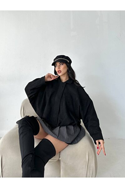 ZF BUTİK Сукня з застібкою-блискавкою та деталями на плечах із замші