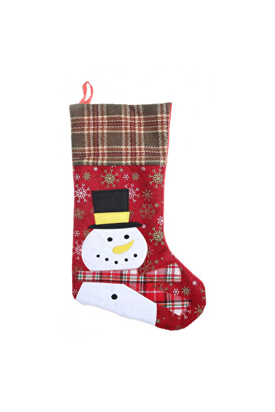 Toolsy Gift stocking, Flippy, with snowman pattern, red, size 20x40 cm, textile, interior