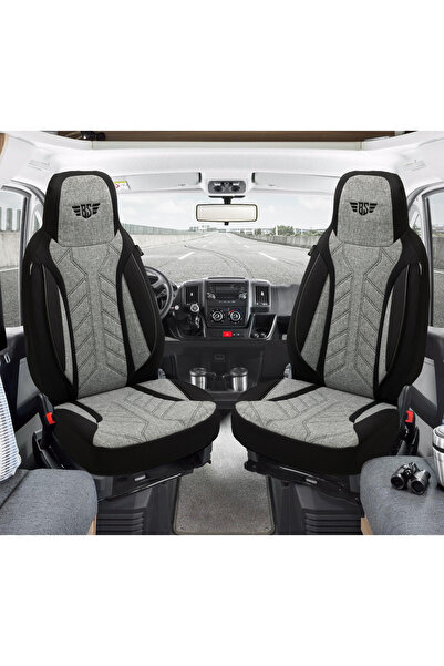 Minderland PLKT Serisi Mercedes Sprinter W906 2006-2018 ile Uyumlu Pilot Oto Koltuk Kılıfı, Gri/Siyah