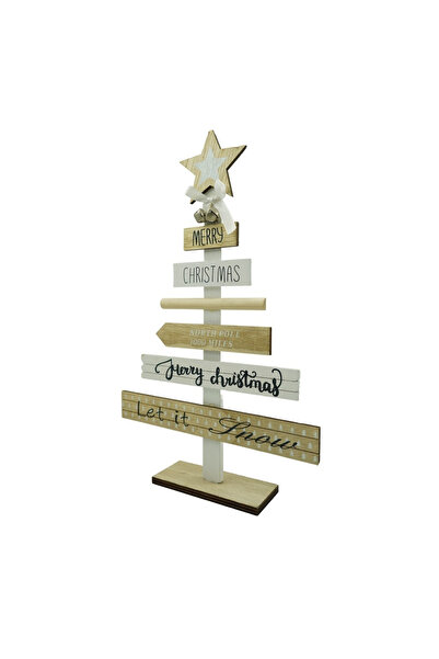 Toolsy Decorațiune de masă, Mesaje de Crăciun, Alb-Crem, Lemn, 22,5 cm x 36 c...